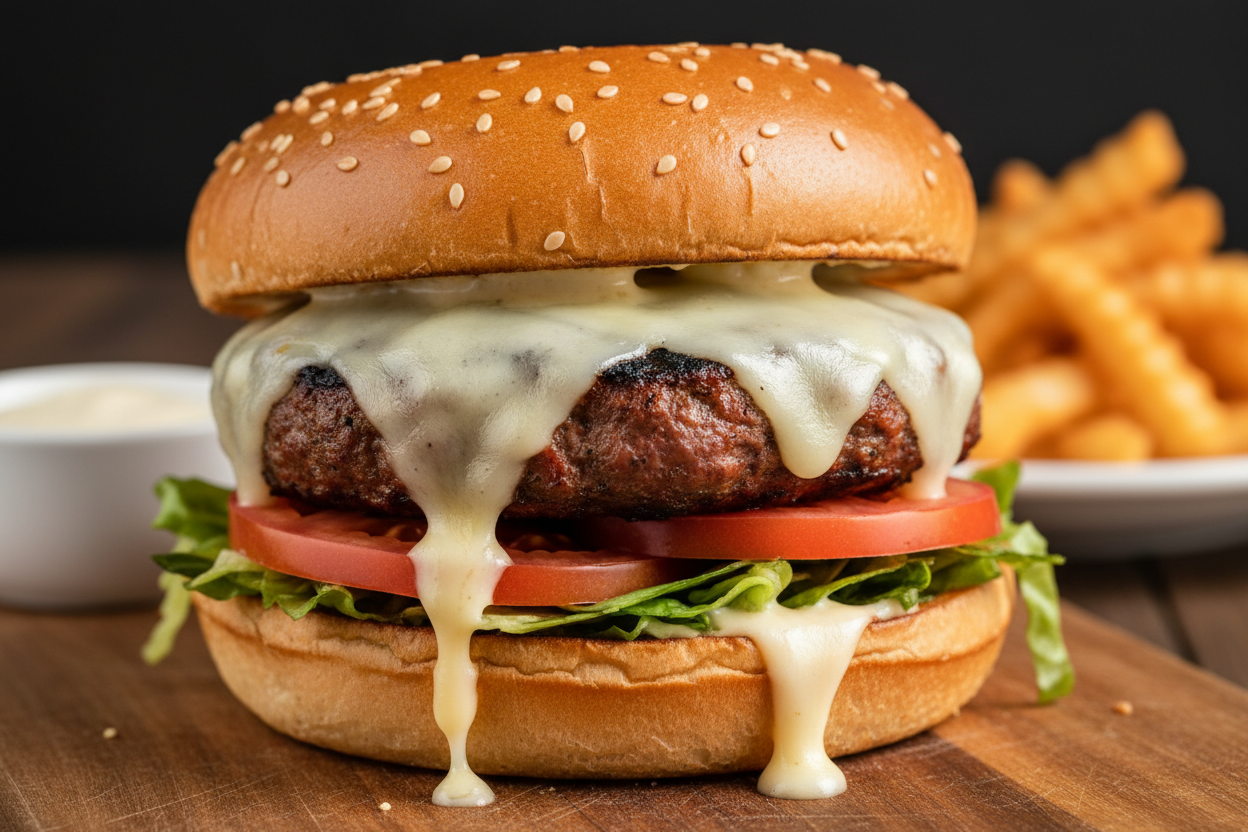 chorizo burger with pepper jack cheese