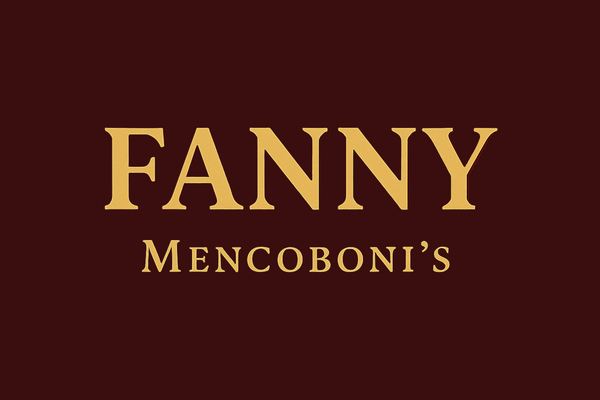 webpage banner that reads FANNY in large gold letters and Mencoboni's in smaller letters underneath. the background is dark red
